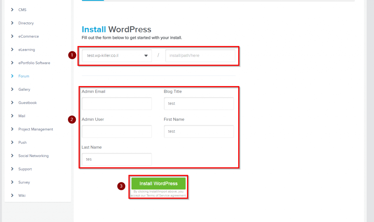 WordPress installation on HostGator account 05
