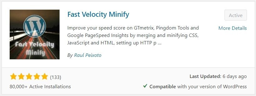 תוסף Cache - Fast Velocity Minify